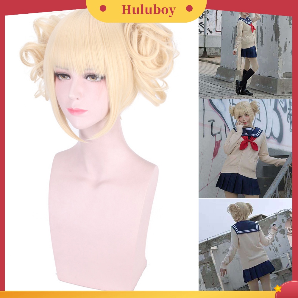 Wig Rambut Sintetis Model Pendek Dengan 2 Buns Poni Untuk Wanita