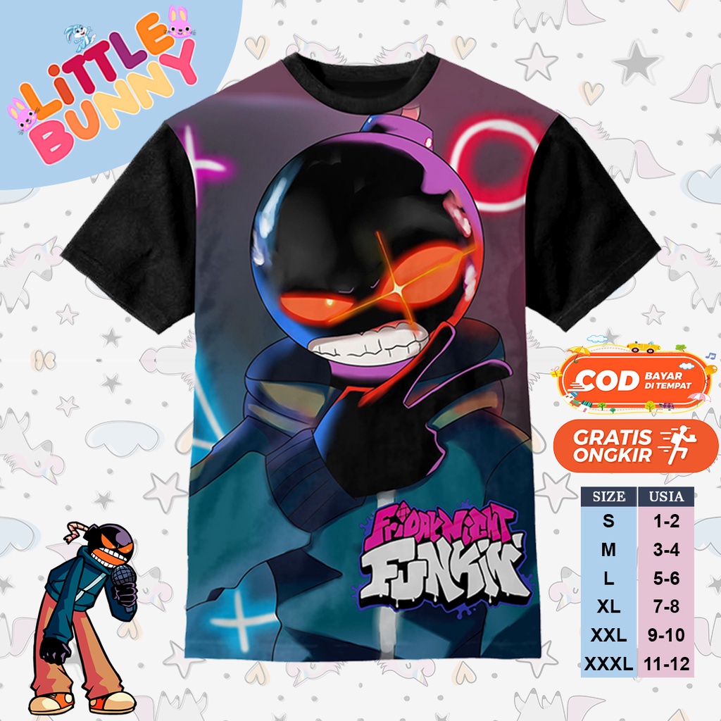 KAOS ANAK KARAKTER 3D WHITTY FNF FUNKIN ART 19 BAJU KAOS ANAK FNF - LITTLE BUNNY