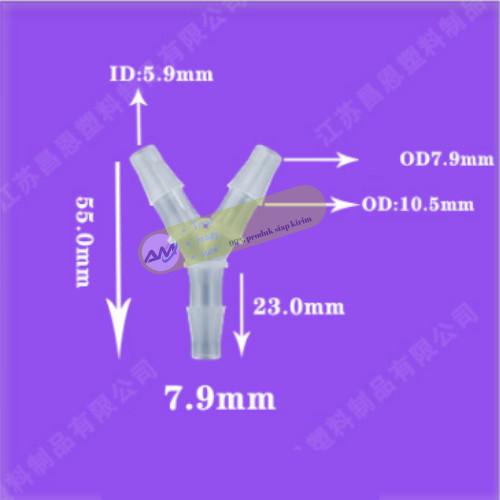 Y-Shaped 7.9 Mm , Konektor Cabang 3 Selang Aerator Uniring Kualitas Best Seller