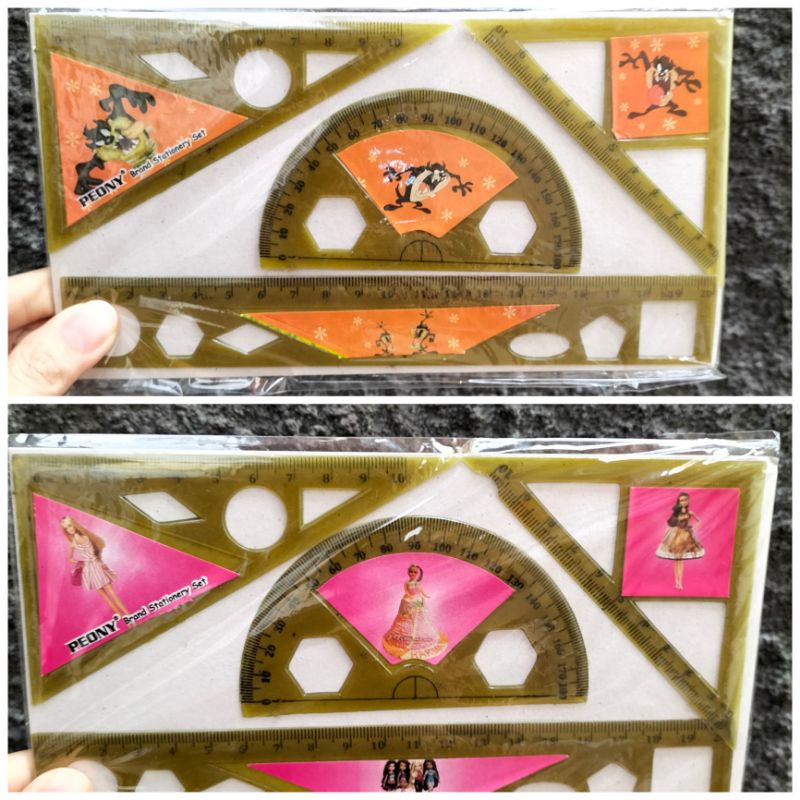 

[12SET] Penggaris/ garisan/ mistar set matematika PEONY 4in1