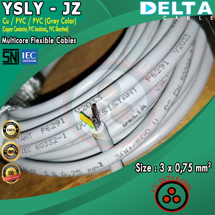Kabel YSLY-JZ 3x0,75 mm2 DELTA 3x0,75 mm2/3x0.75 mm2/3 x 0,75 mm2/3x0,75mm
