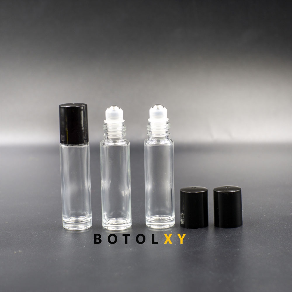 Botol Roll On 10ml Kaca Tebal Transparan Roller Besi - Parfum Refill