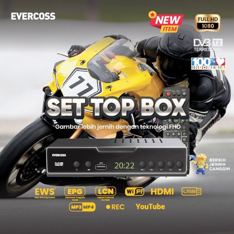 set top box original evercoss DVB T2