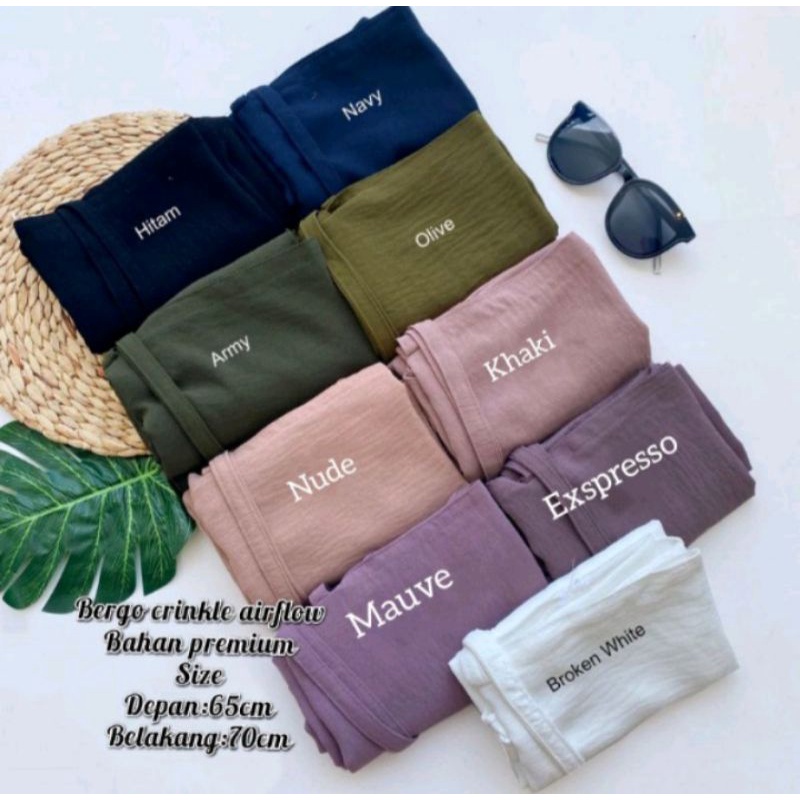 Jilbab Instan Bergo Maryam Crinkle Airflow Premium | Hijab Crinkle
