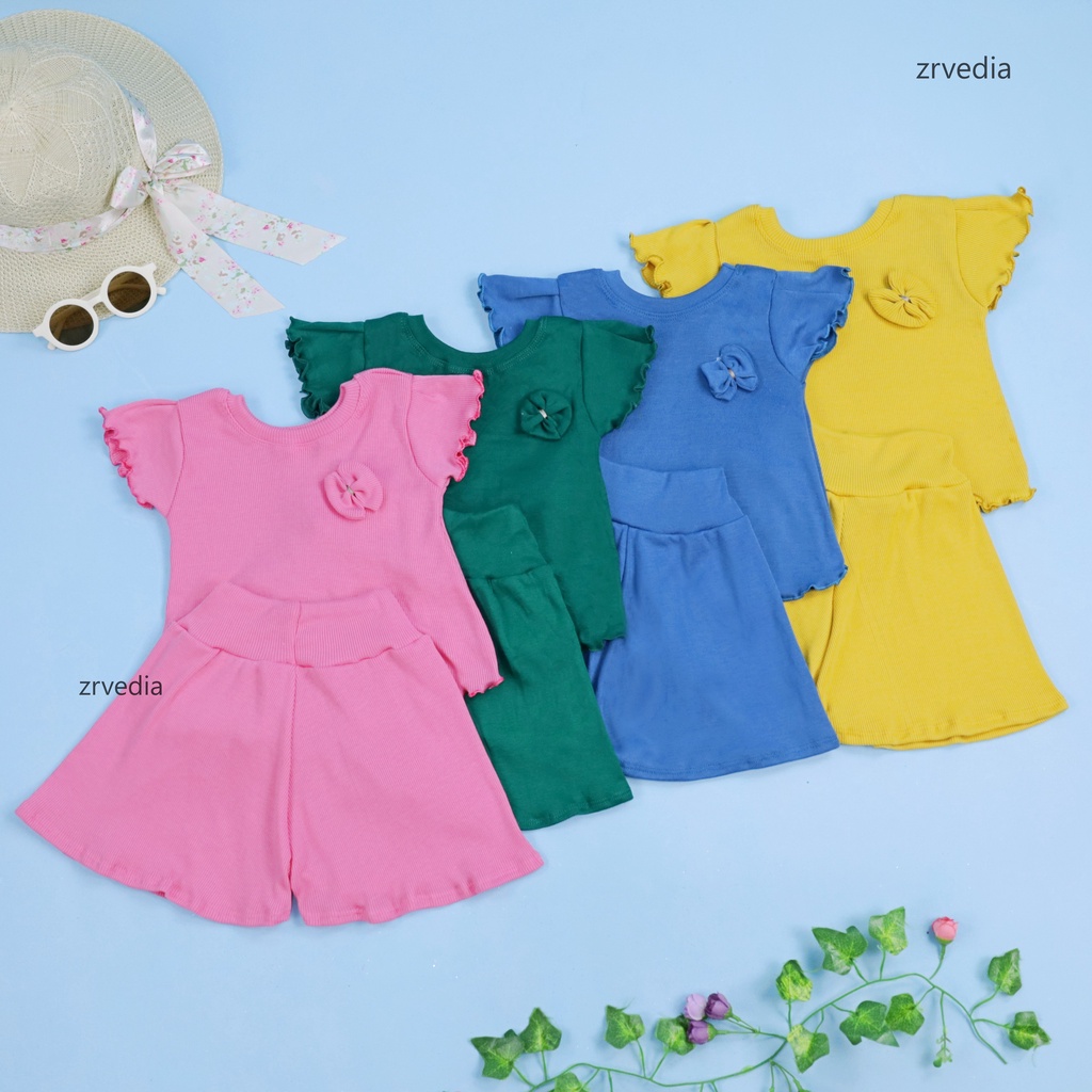 [KNIT] Setelan Melon uk 1-3 Tahun / Cotton Rib Set Anak Perempuan Baju Anak Cewek Polos Stel 2 th Katun Import Kiosbalitaaprillia