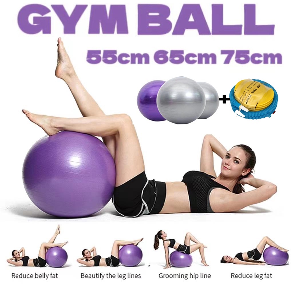 Gymball Senam Bola Gym Fitness gym Ball Ibu Hamil Gymball 55cm,65cm,75cm (Bonus Pompa)