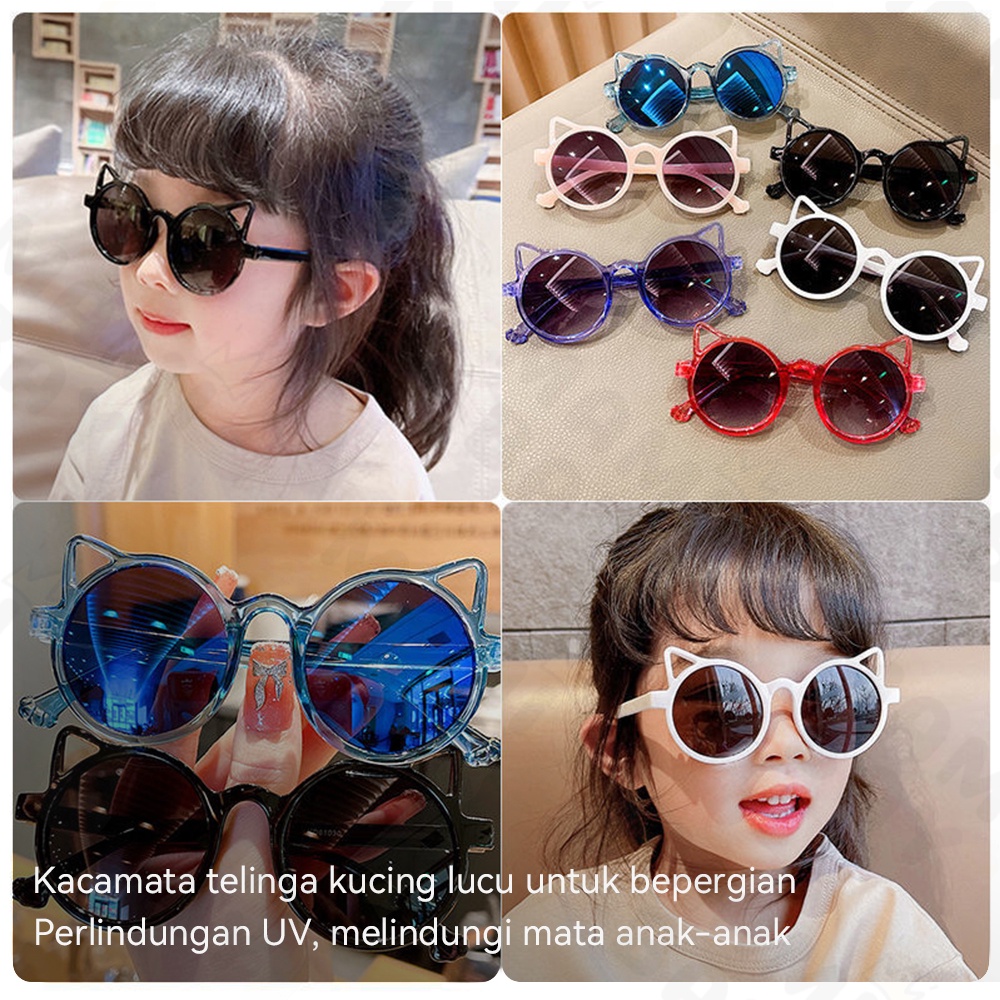 OKEYI Kacamata Hitam Anak-Anak Telinga Kucing/Kacamata Anak Kucing lucu Kids Sunglasses