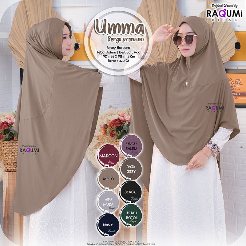 UMMA RAQUMI HIJAB | ORIGINAL RAQUMI HIJAB | khimar Jumbo | Khimar Syari | Khimar Jersey