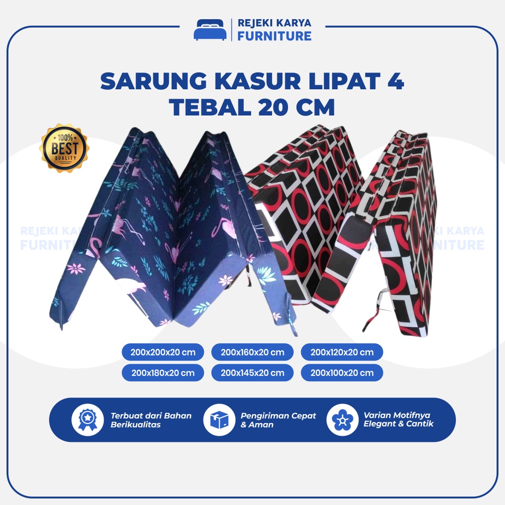 Bedcover Seprai Murah Busa Inoac Tebal 20 CM Badcover Sarung Kasur Lipat 4 Busa Resleting Sprai Spre