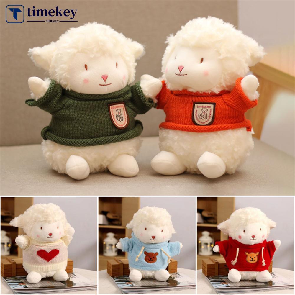 Timekey 23 cm Domba Lucu Mainan Mewah Boneka Lembut Kawaii Domba Boneka Binatang Bantal Ulang Tahun Natal Mainan Untuk Anak Anak L2M6