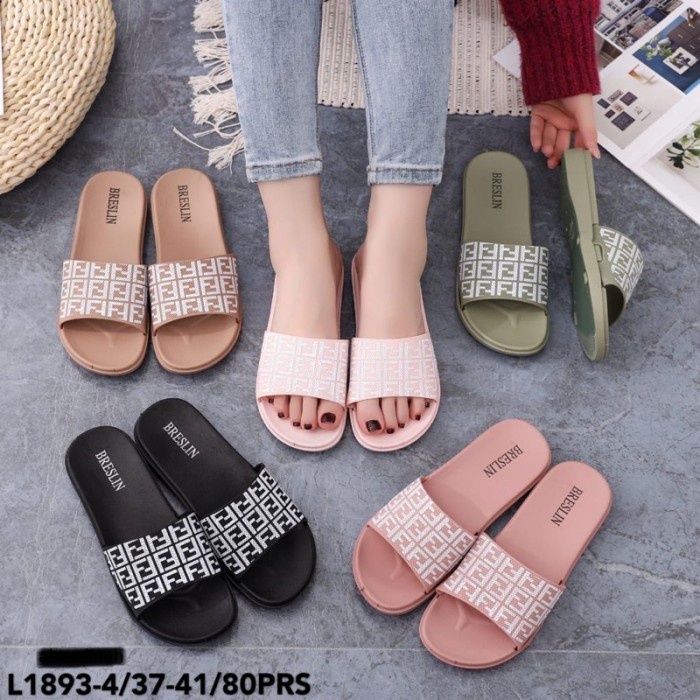 Sandal Selop Wanita Breslin Import Terbaru Bahan Karet Jelly