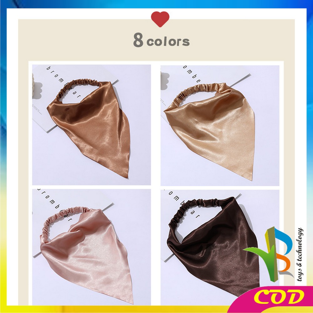 RB-C511 Bandana Segitiga Bahan Satin Korean Style / Headband Wanita Katun Motif Polos / Triangle Woman Scraf