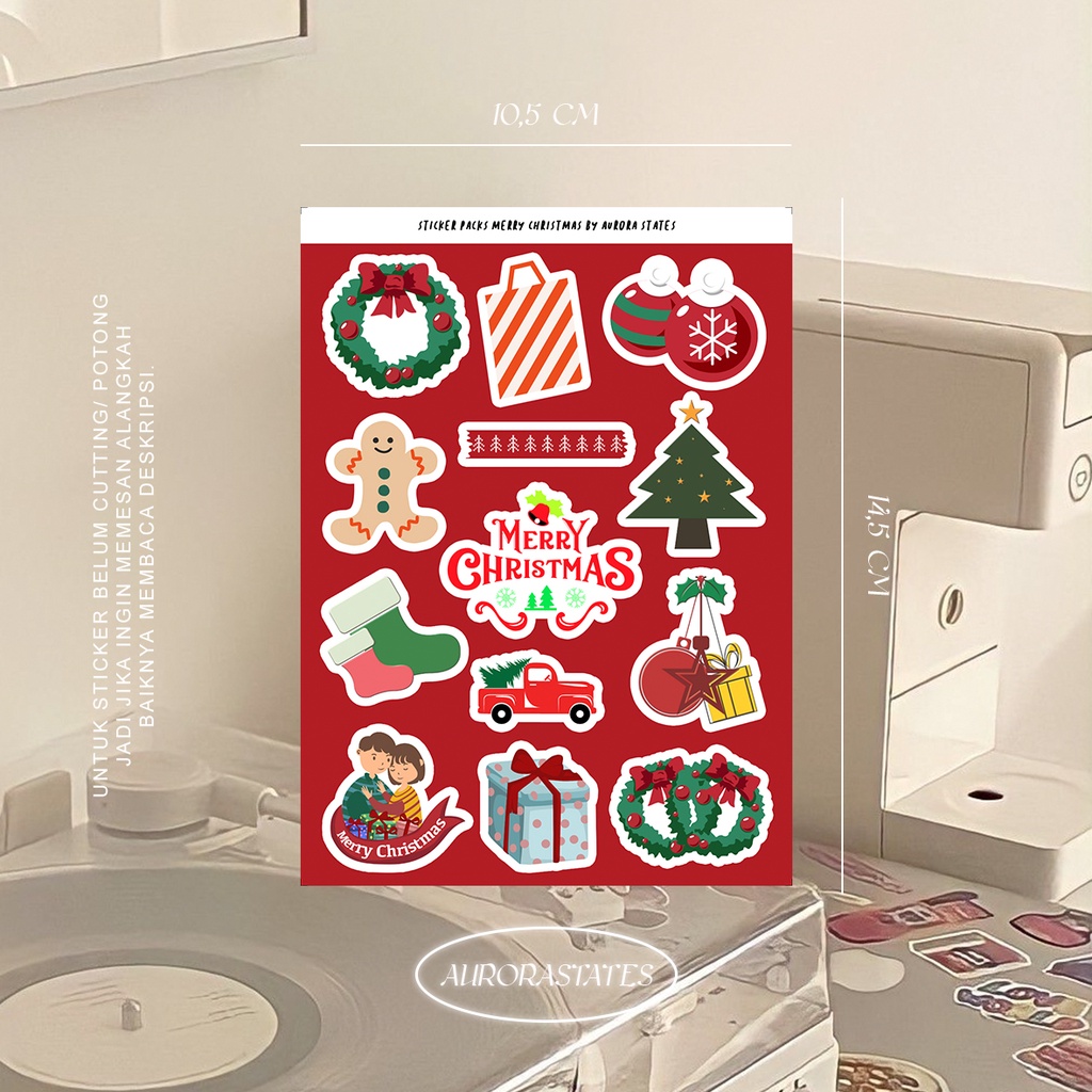 

Sticker Natal | Stike Pohon Cemara | Sticker Merry Christmas & Happy New Year | Sticker Hampers