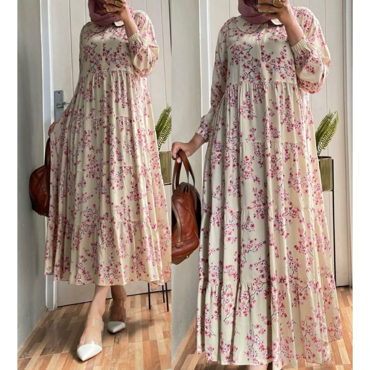 Flowy Midi #2, MODI DRESS CANTIK MODIS FIT XXL LD 112 BAHAN RAYON PREMIUM ZIPPER BUSUI OOTD