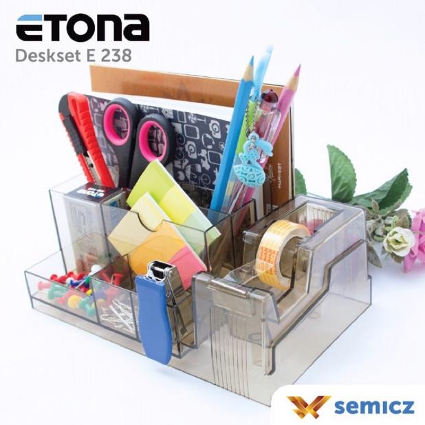 

(D-B7B)(㊛) Deskset / tempat simpan atk di meja ETONA E 238 ada dispenser isolasi packing double dus langsung kirim