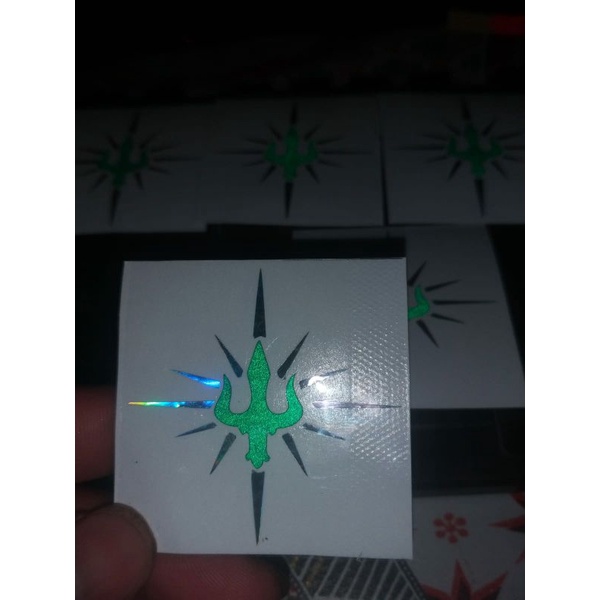 

stiker trisula hologram cutting