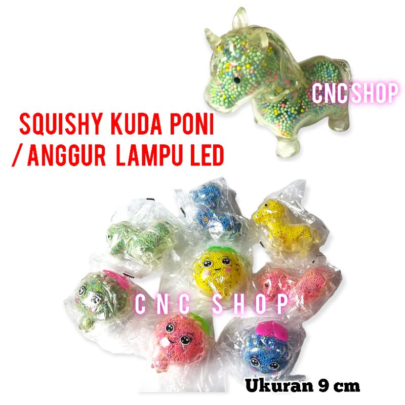 Squishy Lampu Led Kuda Poni / Anggur Bubble Lucu Mainan Anti Stress Anak