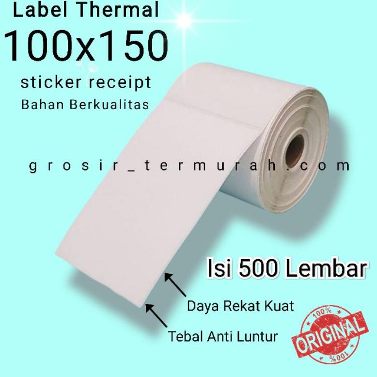 

KERTAS THERMAL 100X150 MM ISI 500 PCS/ LABEL THERMAL BARE ROLL A6 TERLARISS...,,,,,