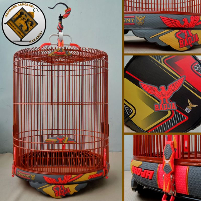 SANGKAR/KANDANG MURAI RADJA 3D CARBON RED GOLD COKLAT