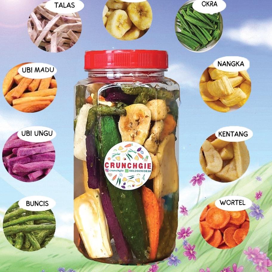 

((X-6.O➸)) Crunchy Veggie Snack ASMR Keripik Sayur Keripik Buah Sayur Krispi Cemilan Diet Snack Sehat Snack Diet 300ml 700ml 1000ml 1L trending