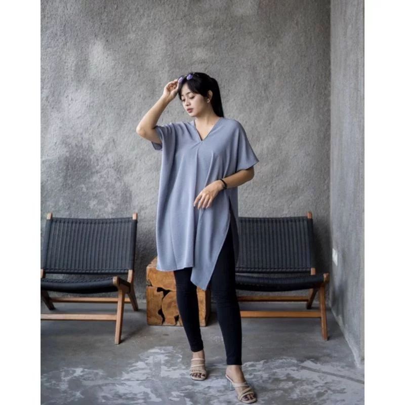 Long Square Crinkle Airflow - Atasan Nagita - Blouse Crinkle Terbaru