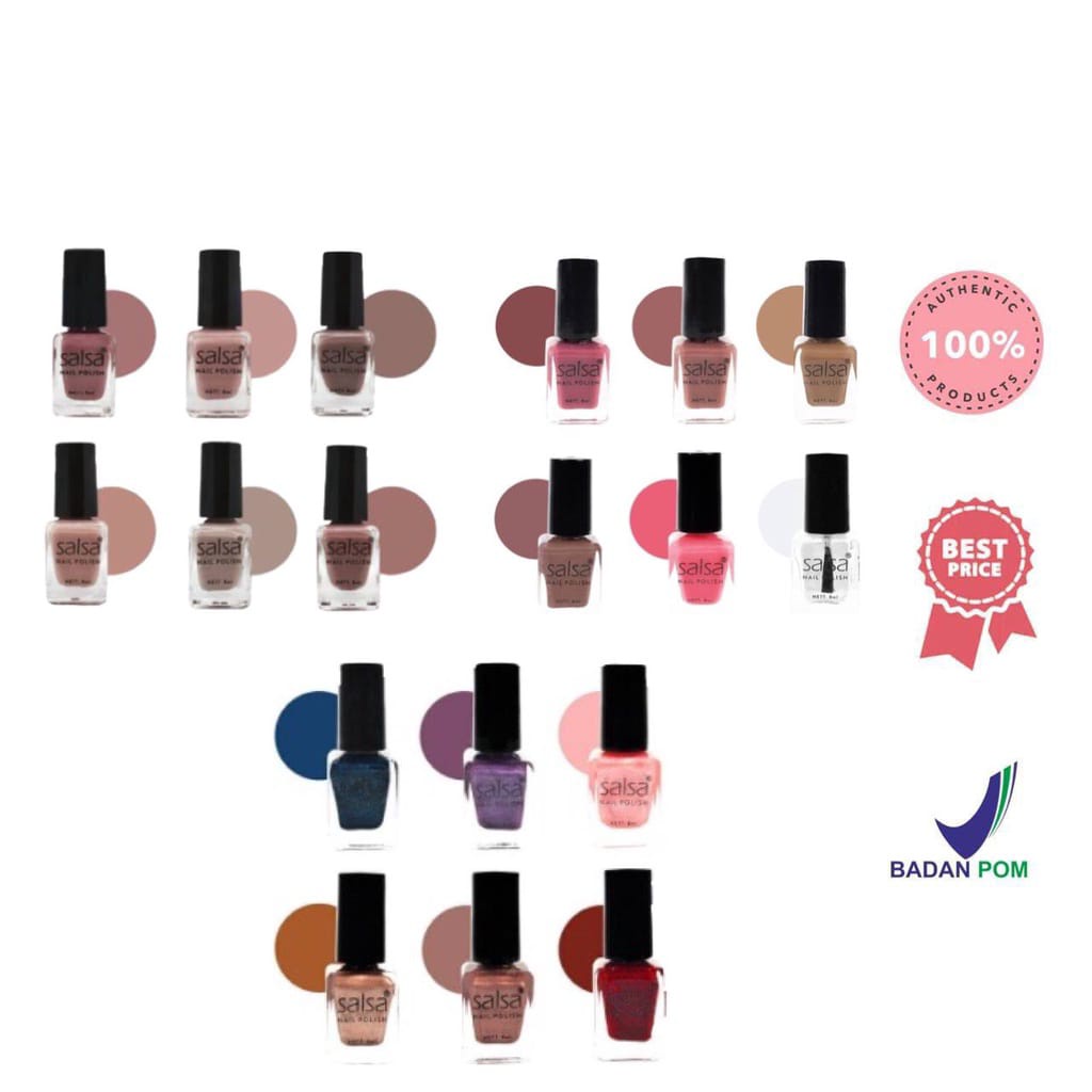 SALSA Kutek Nail Polish Set Seri Nude (1 set 6pcs) Cat Kuku Salsa Original BPOM Kosmetik Arjuna