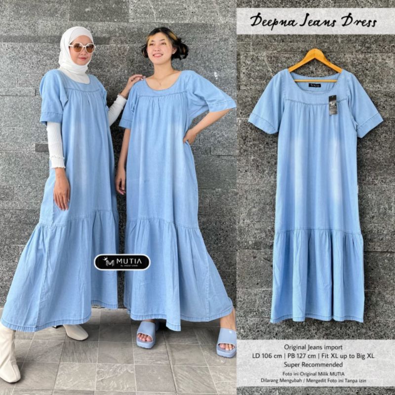 DEEPNA JEANS DRESS BY MUTIA / DRESS JEANS MUSLIMAH / Gamis jeans premium ld105