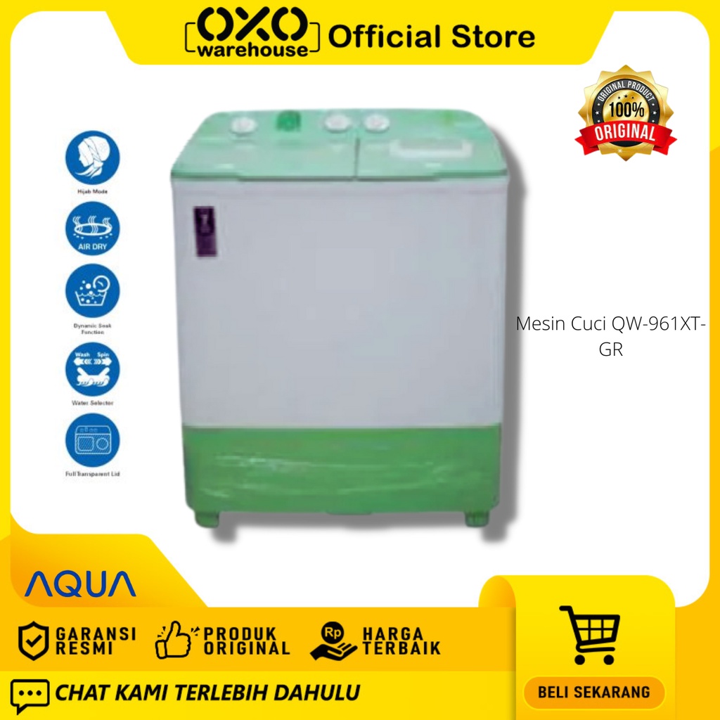 AQUA Mesin Cuci QW-961XT-GR 2 Kg 2 Tabung Low Watt Garansi Resmi