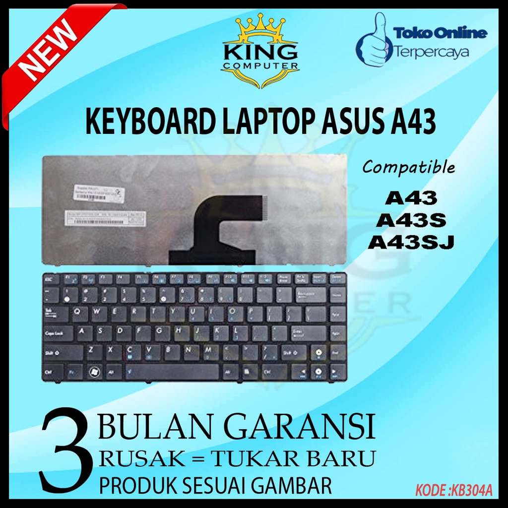 KEYBOARD LAPTOP ASUS A43 A43S A43SJ FLEXIBLE KABEL BELOK KANAN RIGHT HITAM