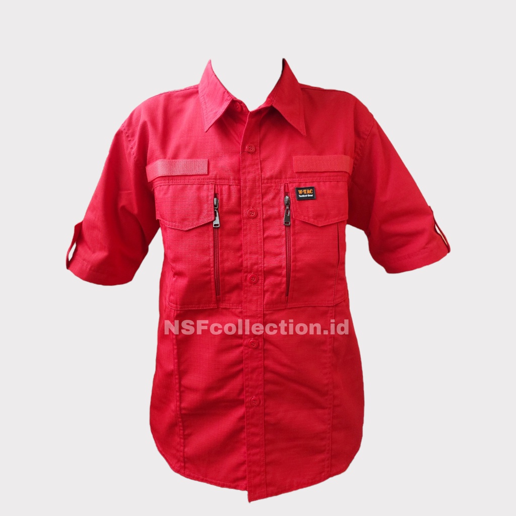 Kemeja Tactical W TAC Lengan Pendek Merah
