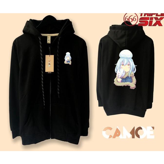 Jacket Anime tensura Slime Rimuru Tempest Sweater Hoodie Pria Bahan Fleece Sablon Polyflex Zipper Re