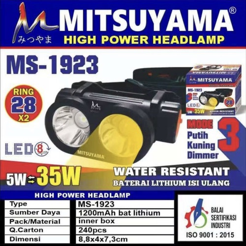 COD Senter Kepala LED Mitsuyama MS-1923 cahaya Putih-Kuning