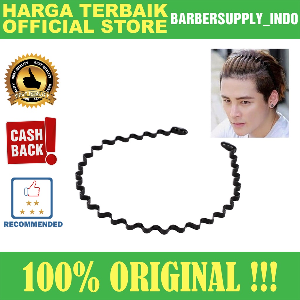 BANDO KAWAT OMBAK GELOMBANG ZIGZAG HITAM RAMBUT ANTI PATAH