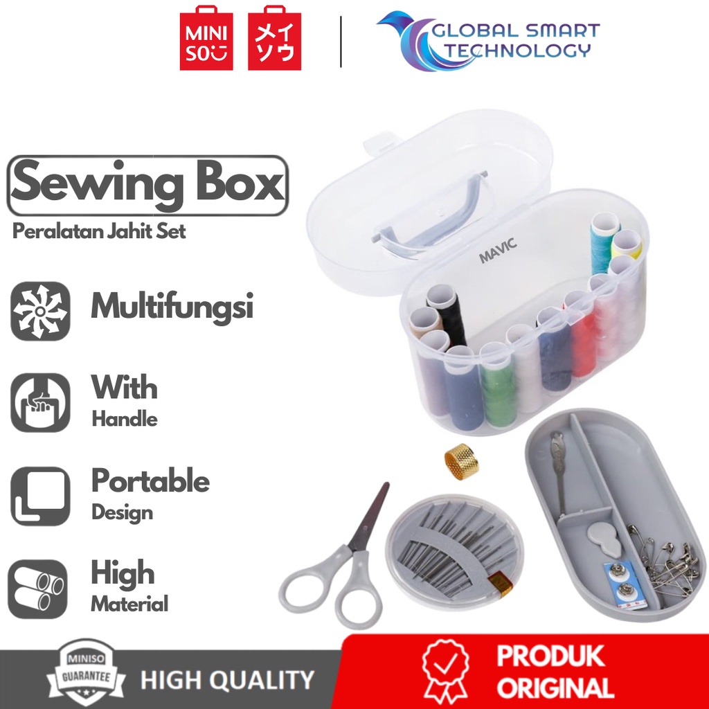 Jual MINISO Set Kotak Alat Jahit DIY 10 Warna Benang Kotak Box Benang