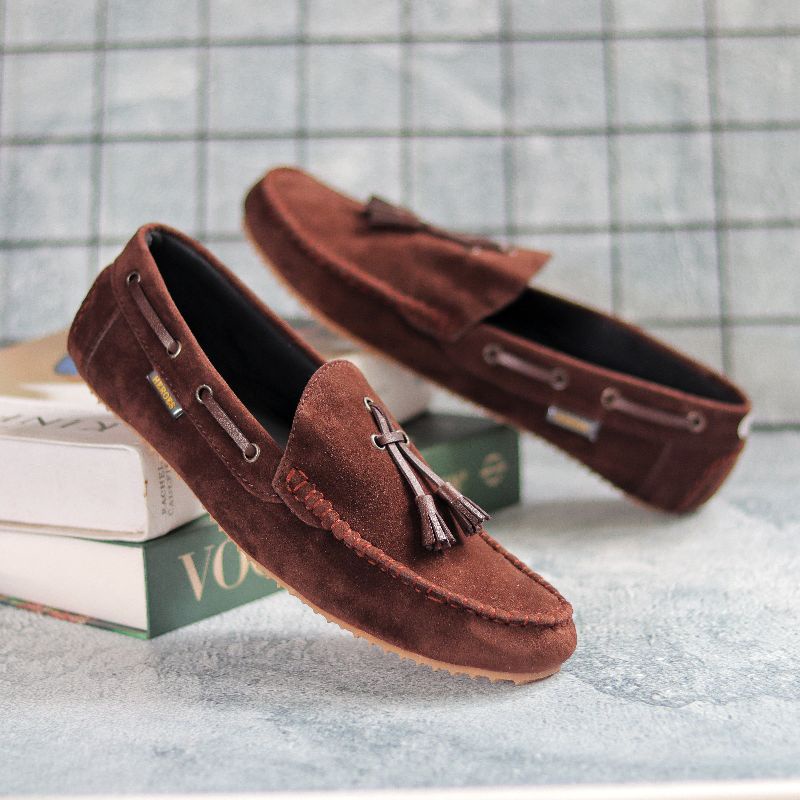 Promoo Sepatu Slip On Pria Santai Casual Formal Suede Kerja Kuliah Kantor Kondangan