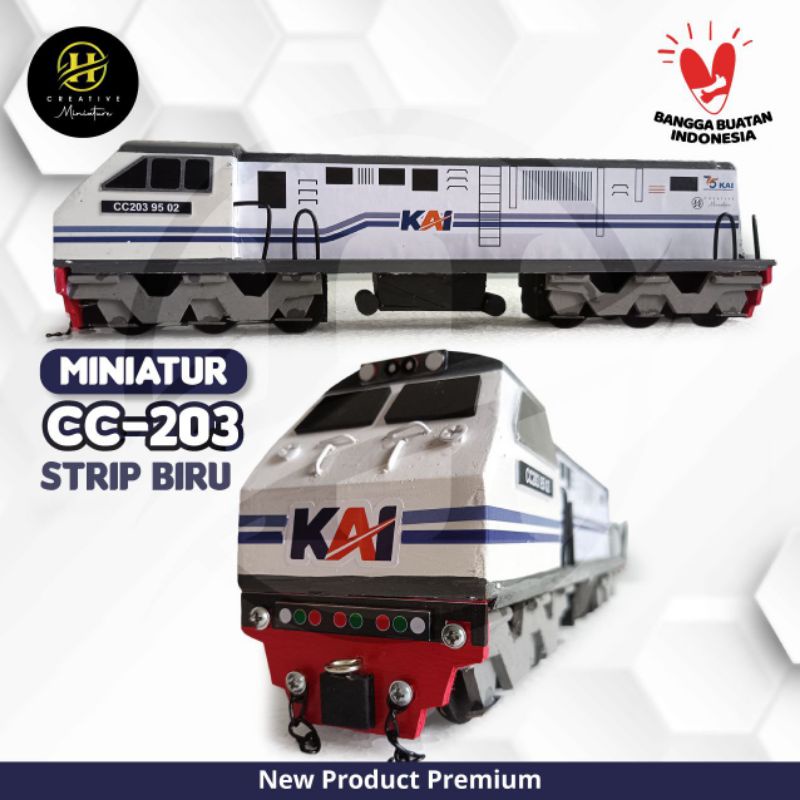 Lokomotif Kereta Api CC203 Putih Biru