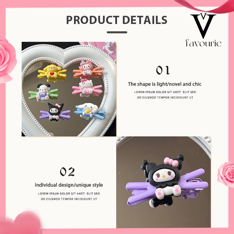 CODKlip Rambut Jepit Kata X Lucu Duduk Cinnamoroll Anjing Kuromi Kartun Fashion Korea Siswa Perempuan Poni Sisi Klip-FA