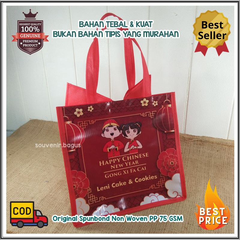 Tas souvenir jumbo imlek xmas lebaran haji umroh idul fitri maulid nabi promosi marhaban ya ramadhan special order custom bahan tebal gambar satu sisi