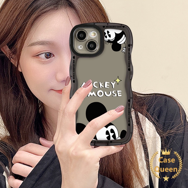 Casing Hp Kartun OPPO A96 A5s A5 A9 A17 A95 A12 A55 A17K A16s A57 A3s A54 A74 A76 A16 A15 A77 A7 Reno8 7 7Z 8Z 6 A16K A1k A77s A53 A52 Disney Mickey Mouse Wavy Edge Soft Sarung