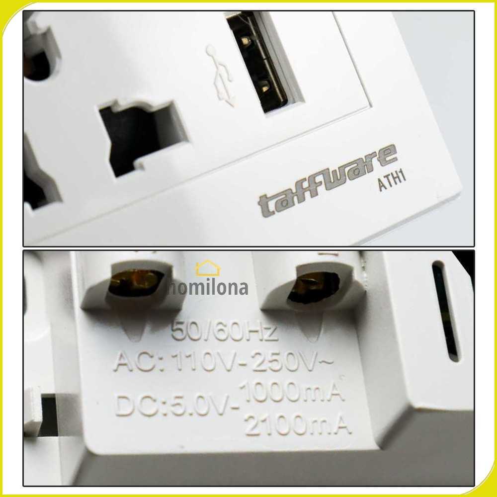 Taffware Stop Kontak Universal UK EU US &amp; 2 USB Port - ATH1