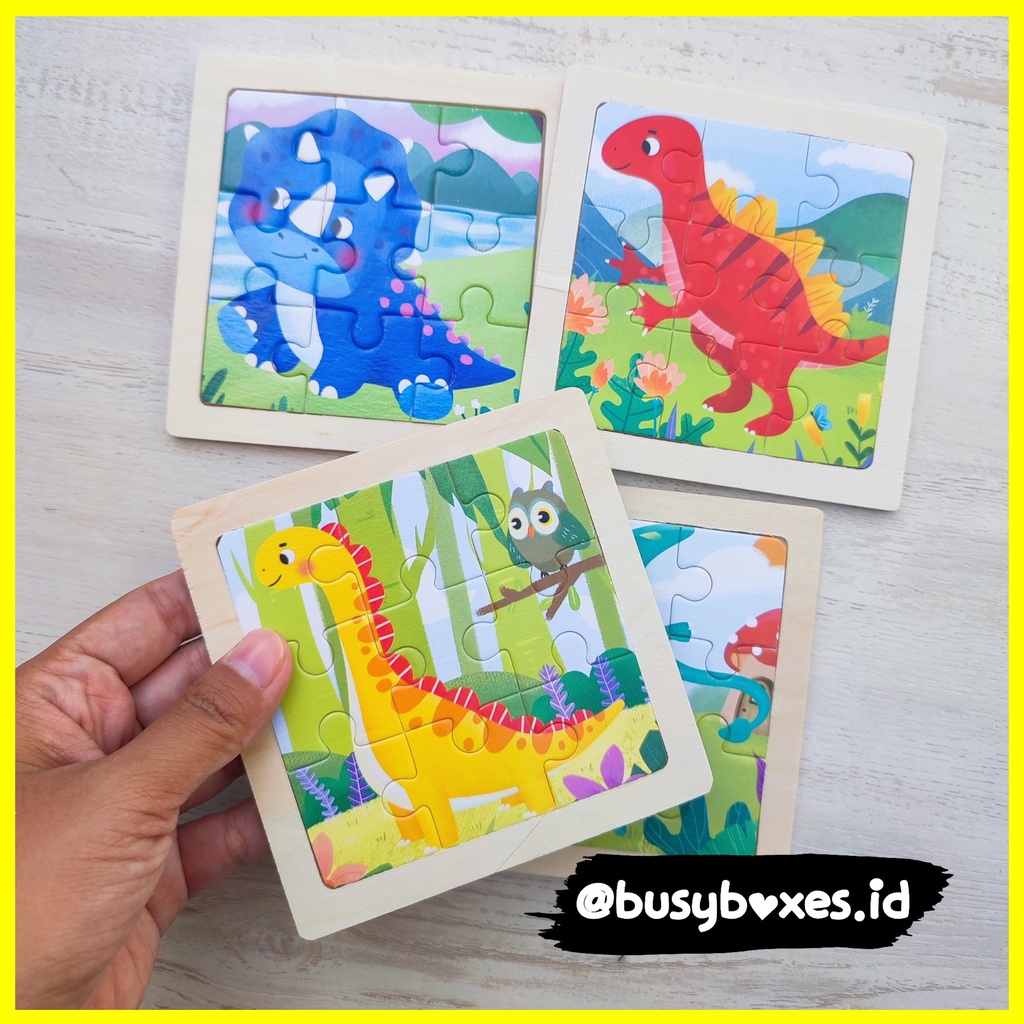 Busyboxes.id Mainan anak puzzle edukasi anak 1 2 3 tahun laki laki perempuan mainan edukasi Montessori puzzle jigsaw 3d kayu hewan binatang