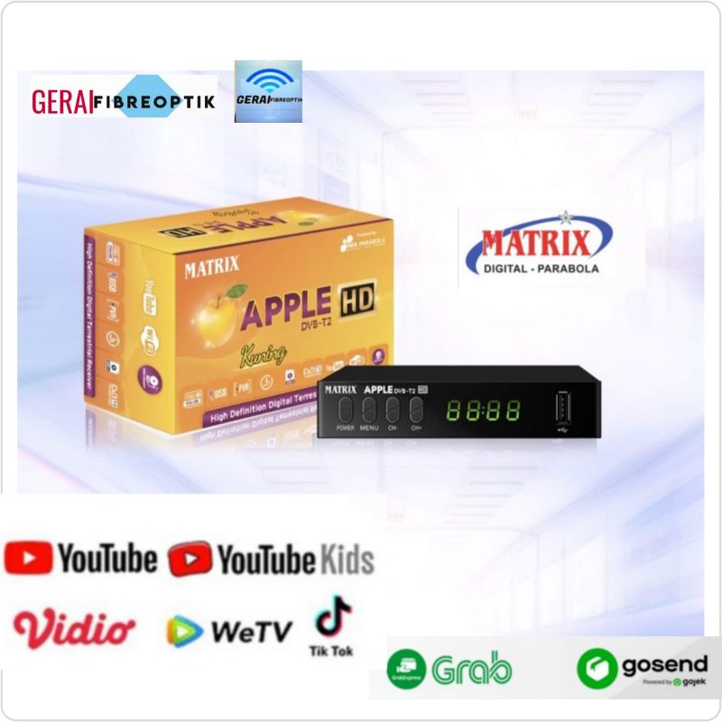 SET TOP BOX TV DIGITAL DVD T2 MATRIX STB APPLE KUNING