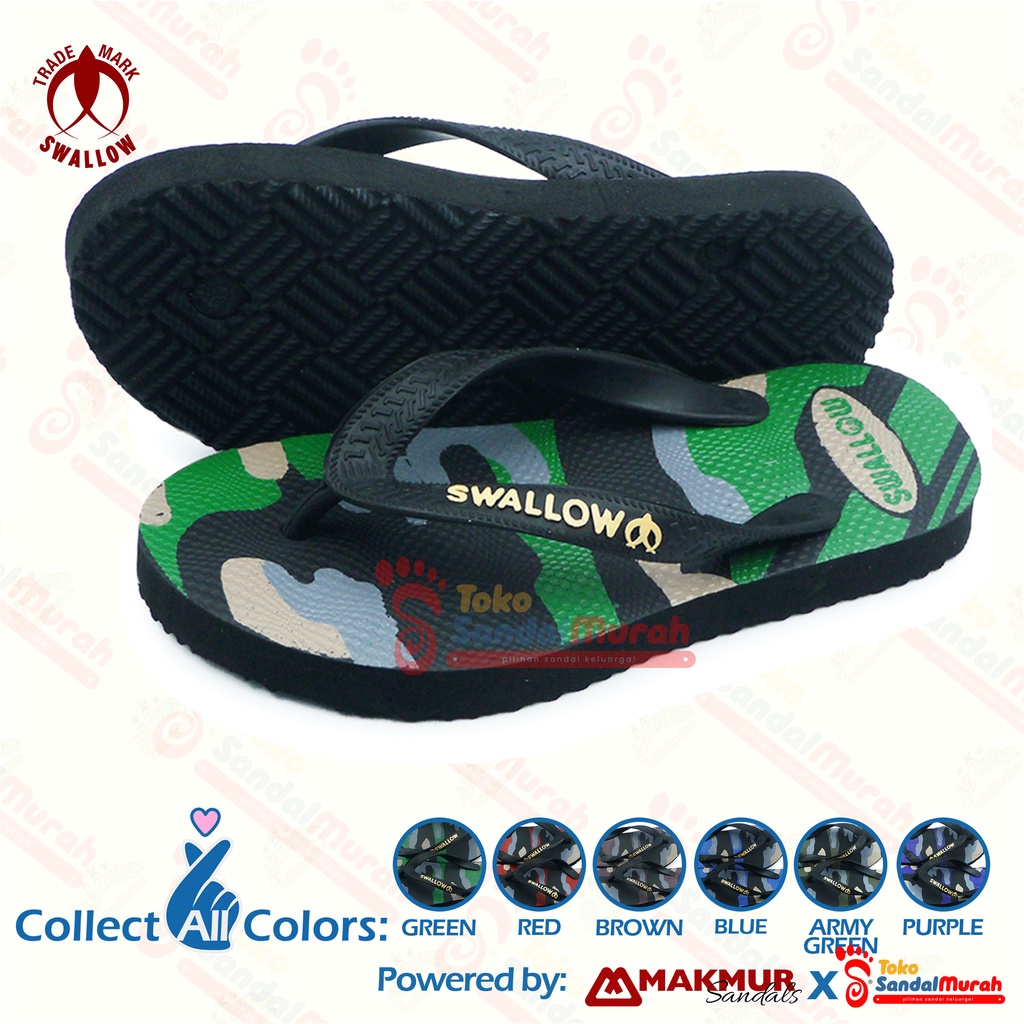 Toko Sendal Murah - Sendal Swallow terbaru - Sandal Jepit Swallow Camo Kids - Motif Military Original. Sandal Japit Anak original legendaris Swallow Indonesia dengan bahan karet terbaik empuk dan anti slip. Sendal rumah atau sandal untuk jalan jalan Anak