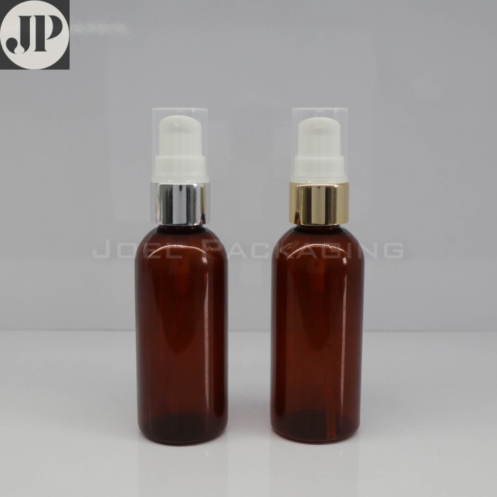 BOTOL 60ML PUMP TREATMENT SILVER GOLD HALFCAP 60 ML AMBER PET - Pump Silver