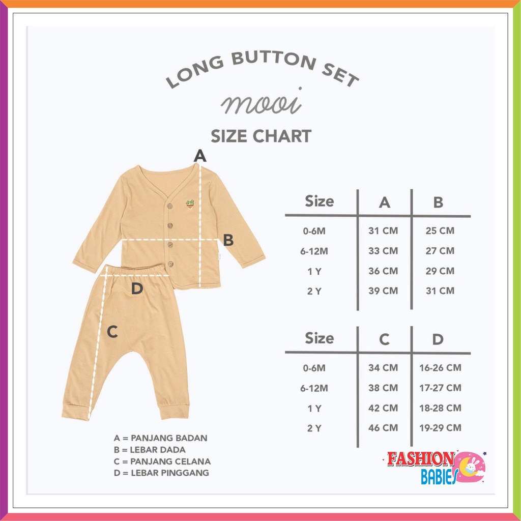 MOOI LONG BUTTON SET | SETELAN PANJANG 0-2 TH ❤ Fashionbabies ❤