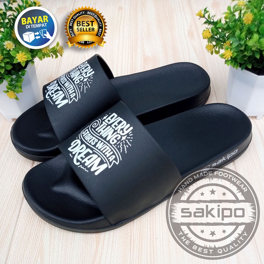 PROMO 1.1 MANTUL SALE !! SANDAL DISTRO KEREN KEKINIAN PRIA DEWASA REMAJA SLIDE HITAM TRENDI KEKINIAN RINGAN NYAMAN DIPAKAI / SAKIPO