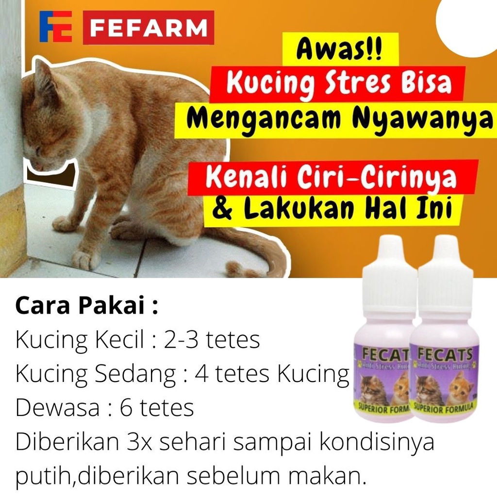 Obat Kucing Anti Stres Penghilang Stress Kucing Cat Kitten Fecats FEFARM