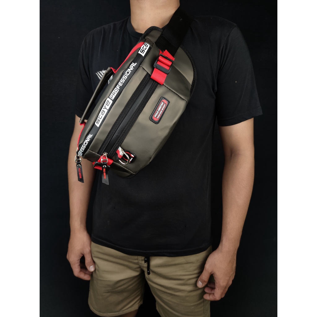 TAS SELEMPANG PRIA WATERPROOF POLO AMSTAR WAISTBAG TAS PINGGANG ANTI AIR