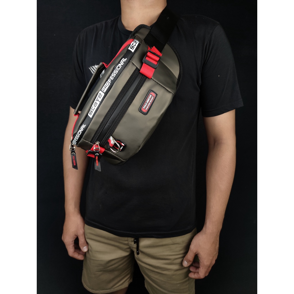 Waistbag Waterproof Polo Amstar Bahan Ballon Tebal 100% Real Picture Tas Pinggang Tas Pria Tas Selempang Bahu Tas Pria Anti Air