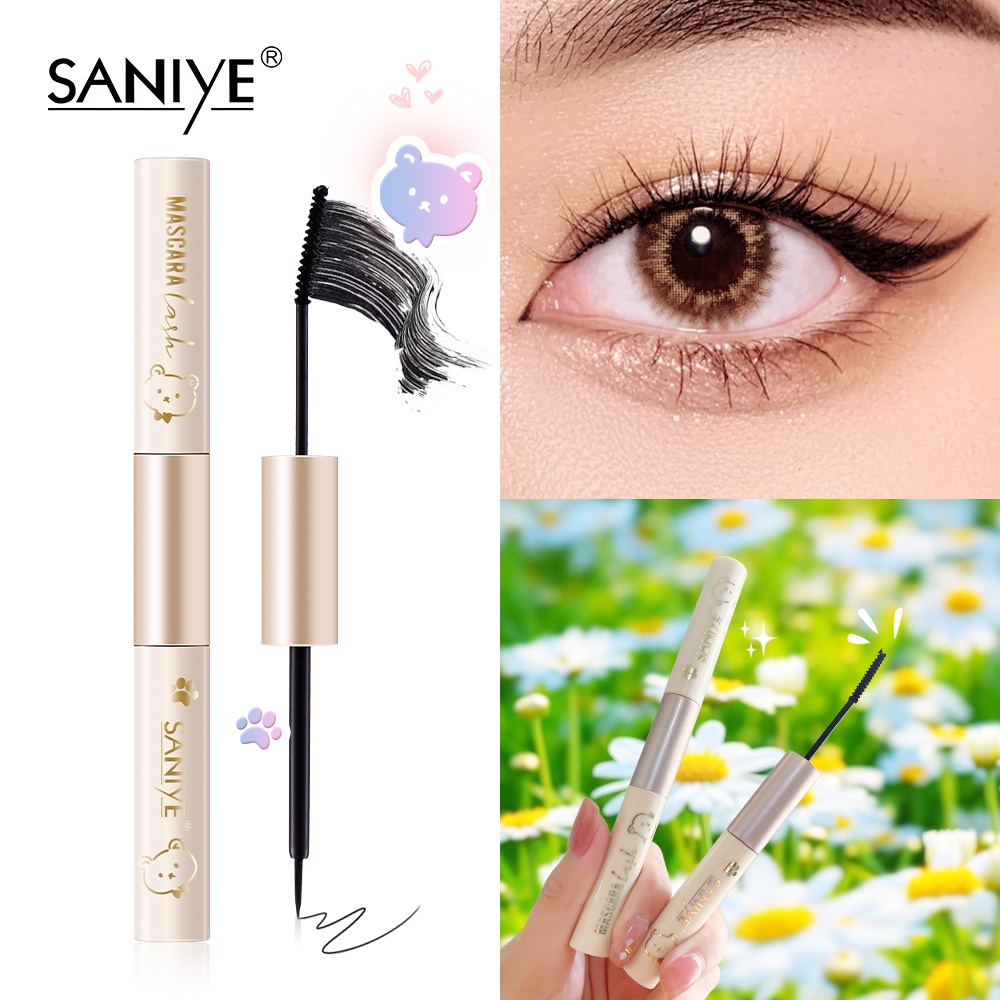 [ 100%ORIGINAL &amp; READY ] BPOM SANIYE MASCARA EYELINER 2 IN 1KUAS LEMBUT &amp; TAHAN LAMA - [ EYELINER + MASCARA ]